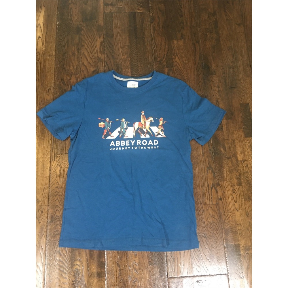 Three Lives Abbey Road Journey to the West T-Shirt Blue Mens L Streetwear Rare